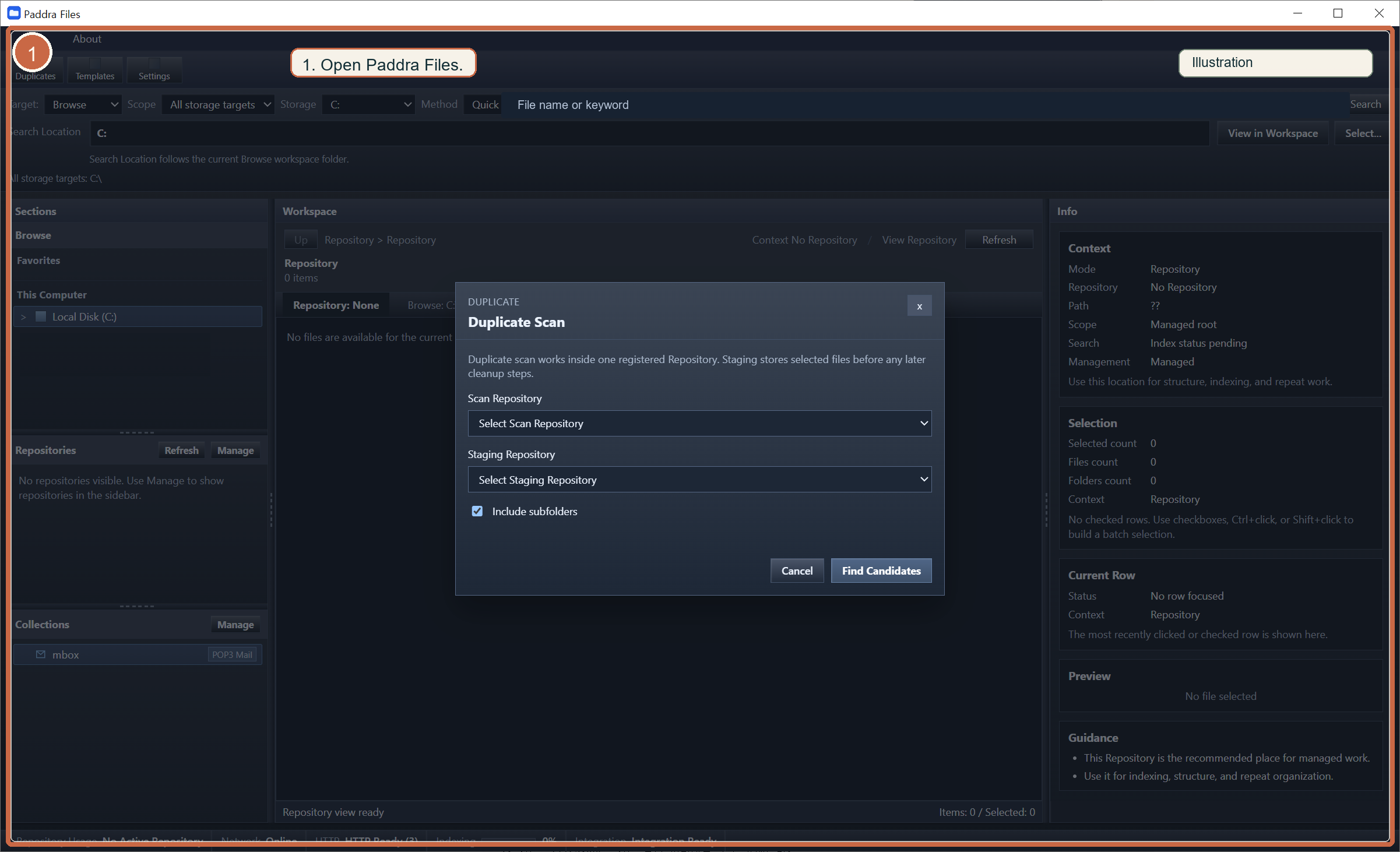 Open Paddra Files screen