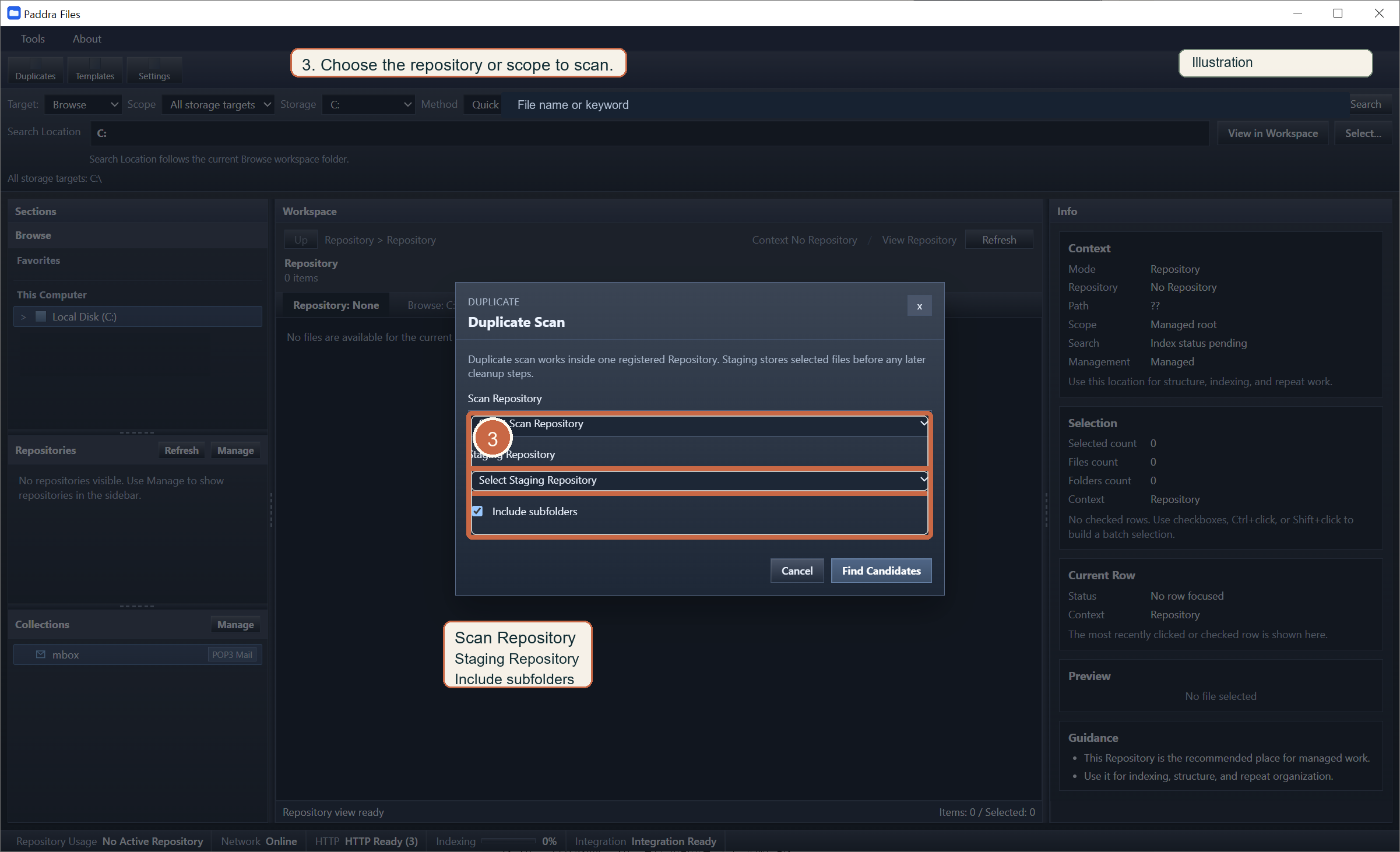 Choose the repository or scope to scan screen