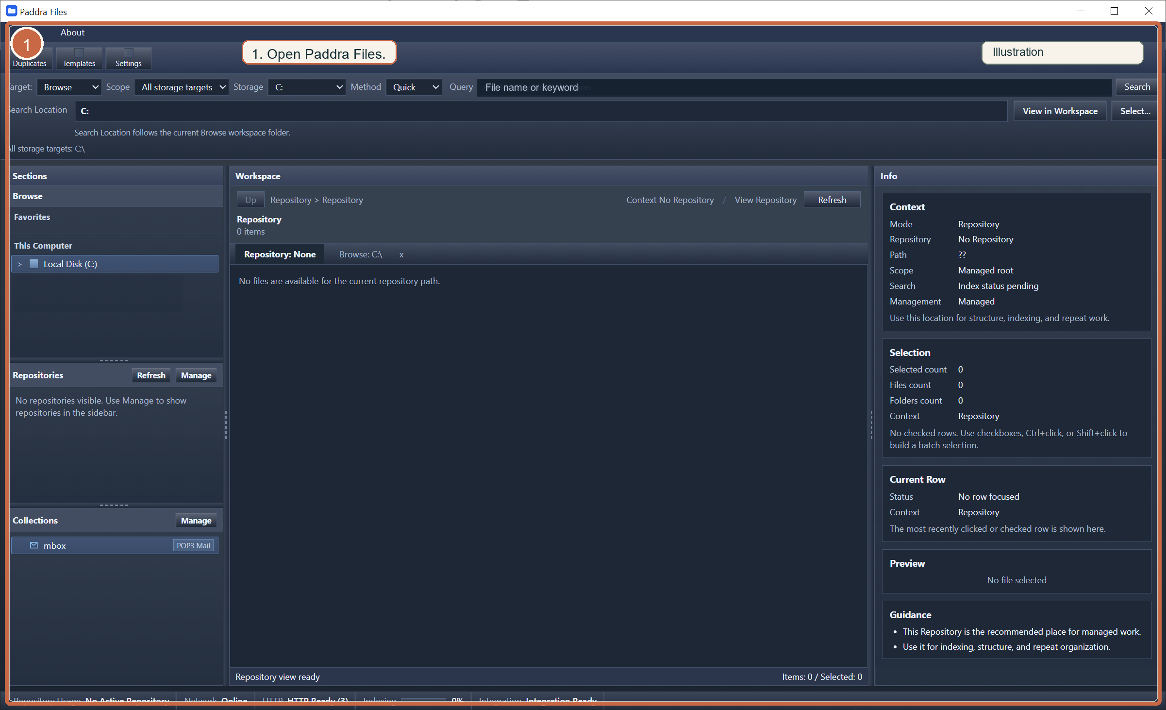 Open Paddra Files screen